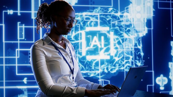 Especialista em IA. Foto que ilustra post sobre o Plano Brasileiro de Inteligência Artificial (PBIA). Reprodução: DC_Studio/Envato.