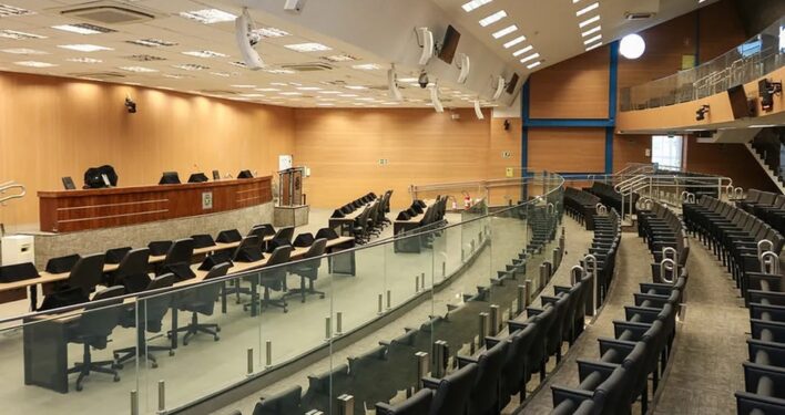 Plenário vazio, em foto que ilustra post sobre Mesa Diretora. Reprodução: Departamento de Comunicação da Câmara Municipal de Campinas